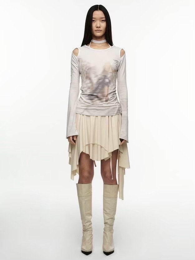 【NACHE】CUT-OUT SLIM FIT LONG SLEEVE