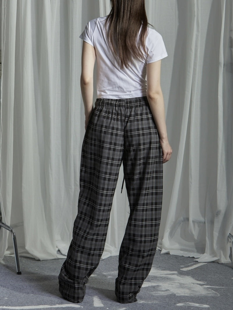 【GATELESS】DAMAGE DENIM PATICHWORK CHECK PANTS / 【ゲートレス】ダメージデニムパッチワークチェックパンツ