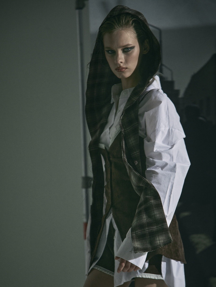 【GATELESS】CHECK HOOD MUFFLER / 【ゲートレス】チェックフードマフラー