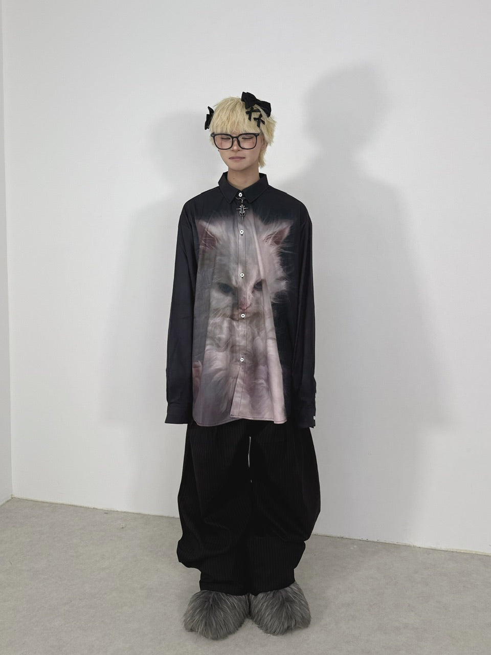 国際配送【Nerd out XU】ugly cat long sleeve shirt
