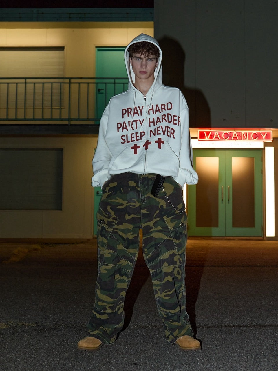 【OY】PRAY HARD HOODIE ZIP UP