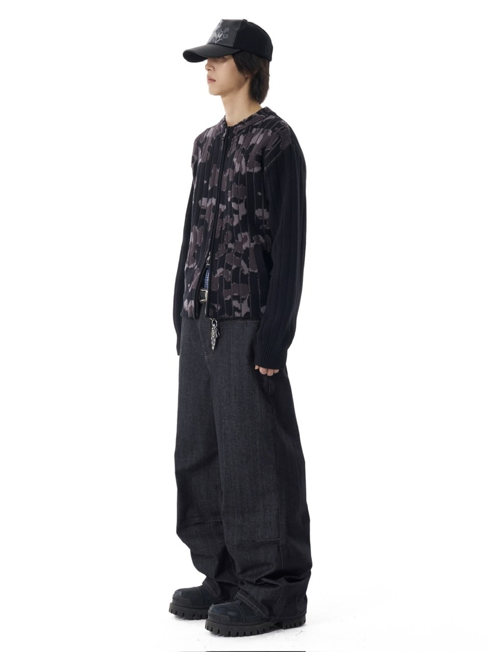 【AAKAM】Snake Printed Denim Pants