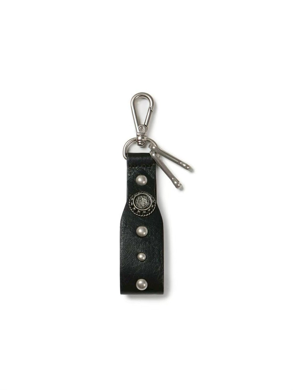 【AAKAM】Antique Circle Studded Leather Keyring