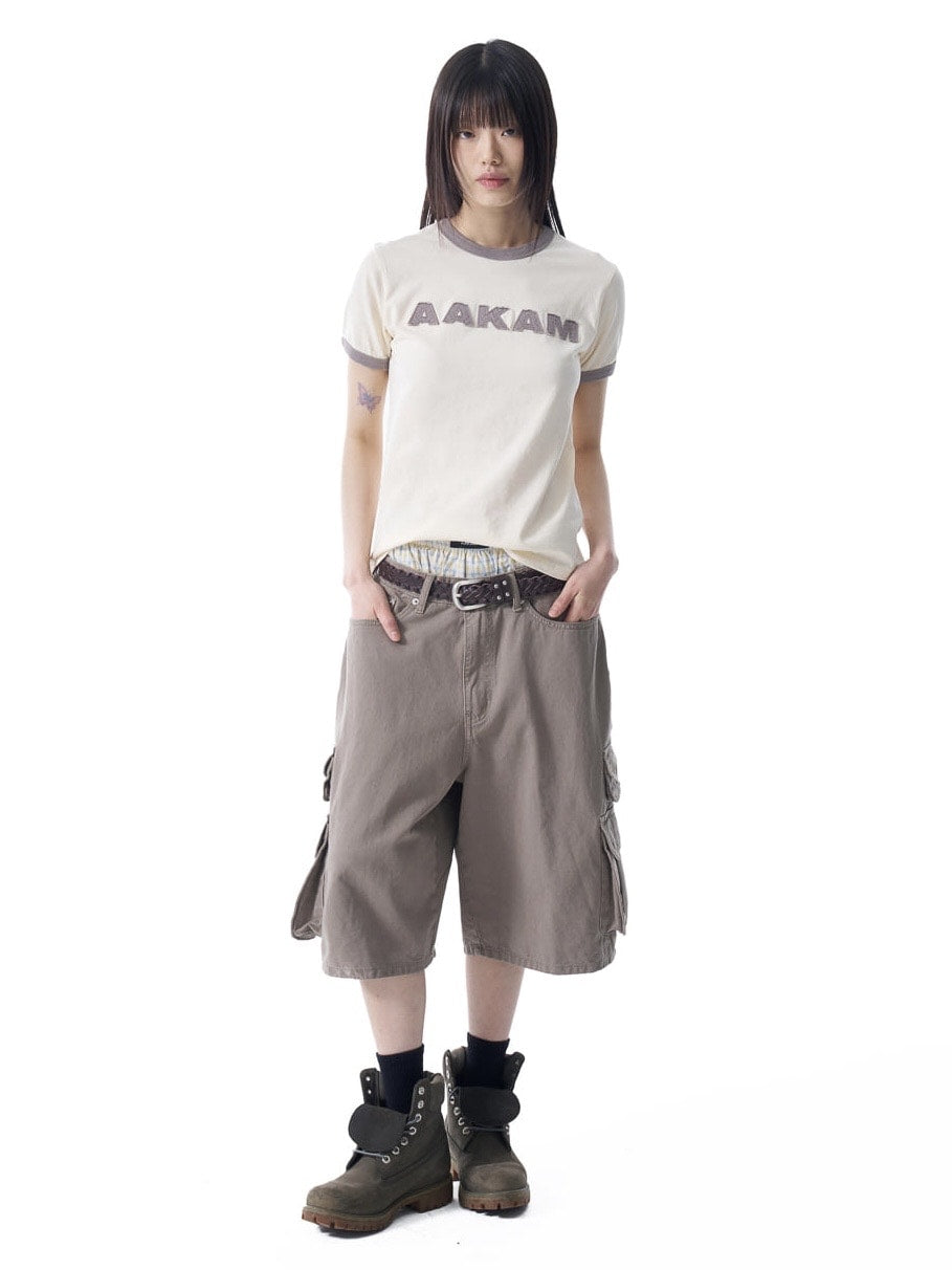 【AAKAM】Logo Patch Ringer Top