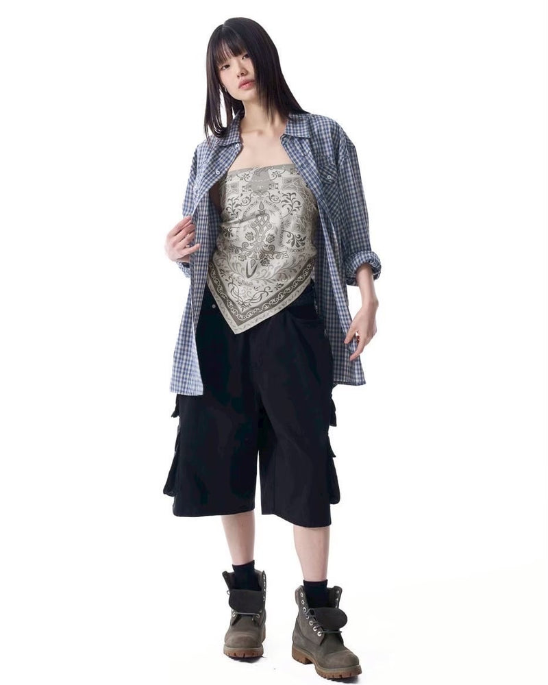 【AAKAM】Cross Printed Scarf