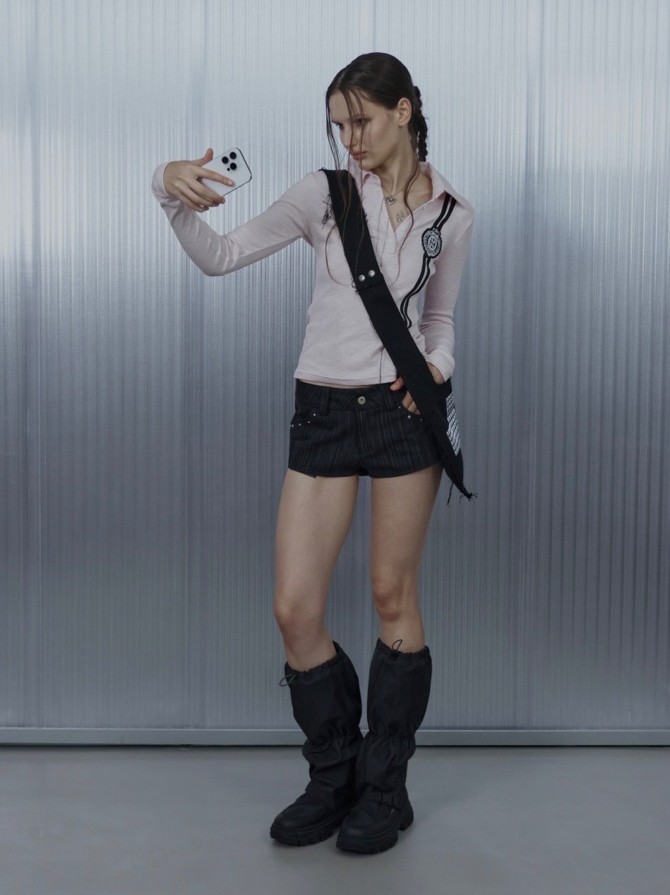 【SETUP‐EXE】WAFFEN LINE COLLAR TEE / 【セットアップエグゼ】ワッフェンラインカラー長袖シャツ