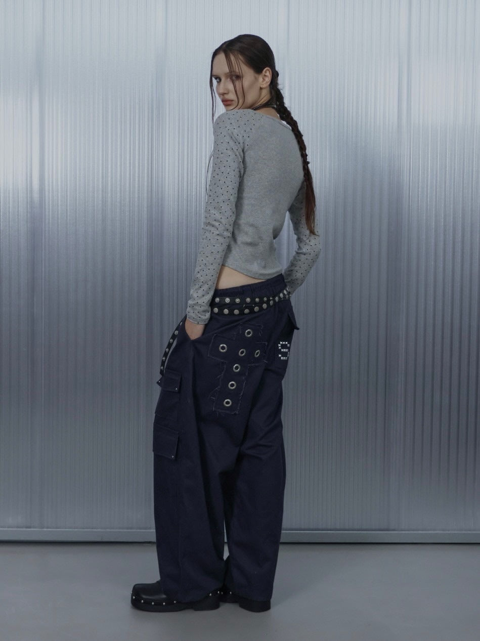 【SETUP‐EXE】STAR SLEEVE PUNK TOP / 【セットアップエグゼ】スタースリーブパンク長袖Ｔシャツ