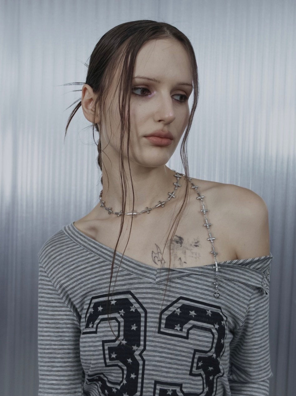 【SETUP‐EXE】DROP CROSS NECKLACE / 【セットアップエグゼ】ドロップクロスネックレス