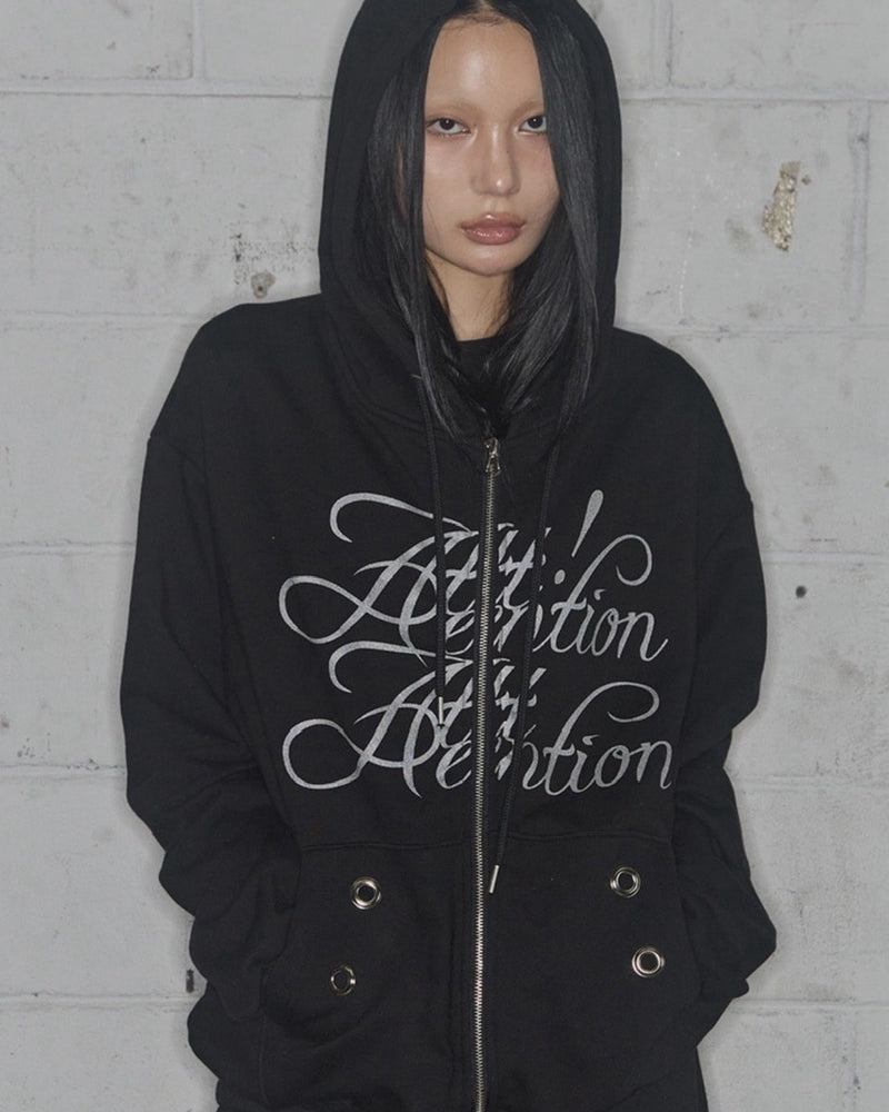【FANCY CLUB】ATTENTION EYELET HOODED ZIP-UP / 【ファンシークラブ】アテンションアイレットジップアップパーカー