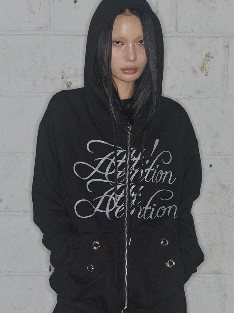 【FANCY CLUB】ATTENTION EYELET HOODED ZIP-UP / 【ファンシークラブ】アテンションアイレットジップアップパーカー
