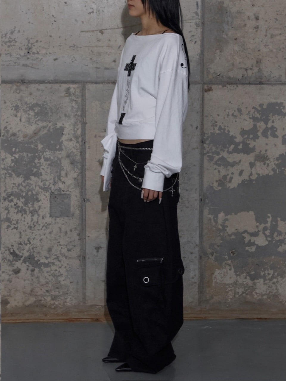 【FANCY CLUB】BOATNECK RIBBON TIE SWEATSHIRT / 【ファンシークラブ】ボートネックリボンタイスウェット長袖Ｔシャツ