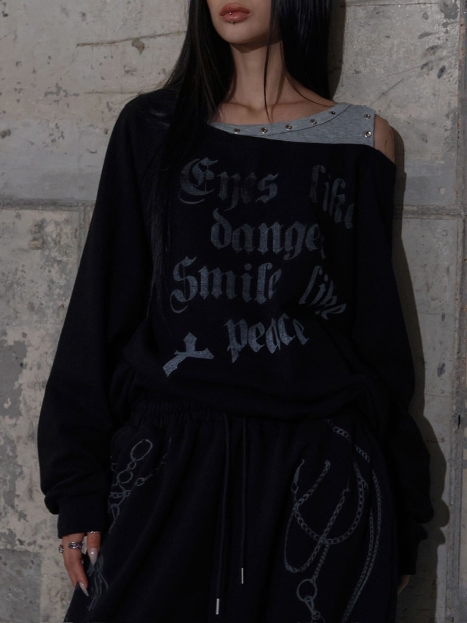 【FANCY CLUB】ROSARY NOIRER SWEATSHIRT / 【ファンシークラブ】ロザリーノイアースウェット長袖Ｔシャツ