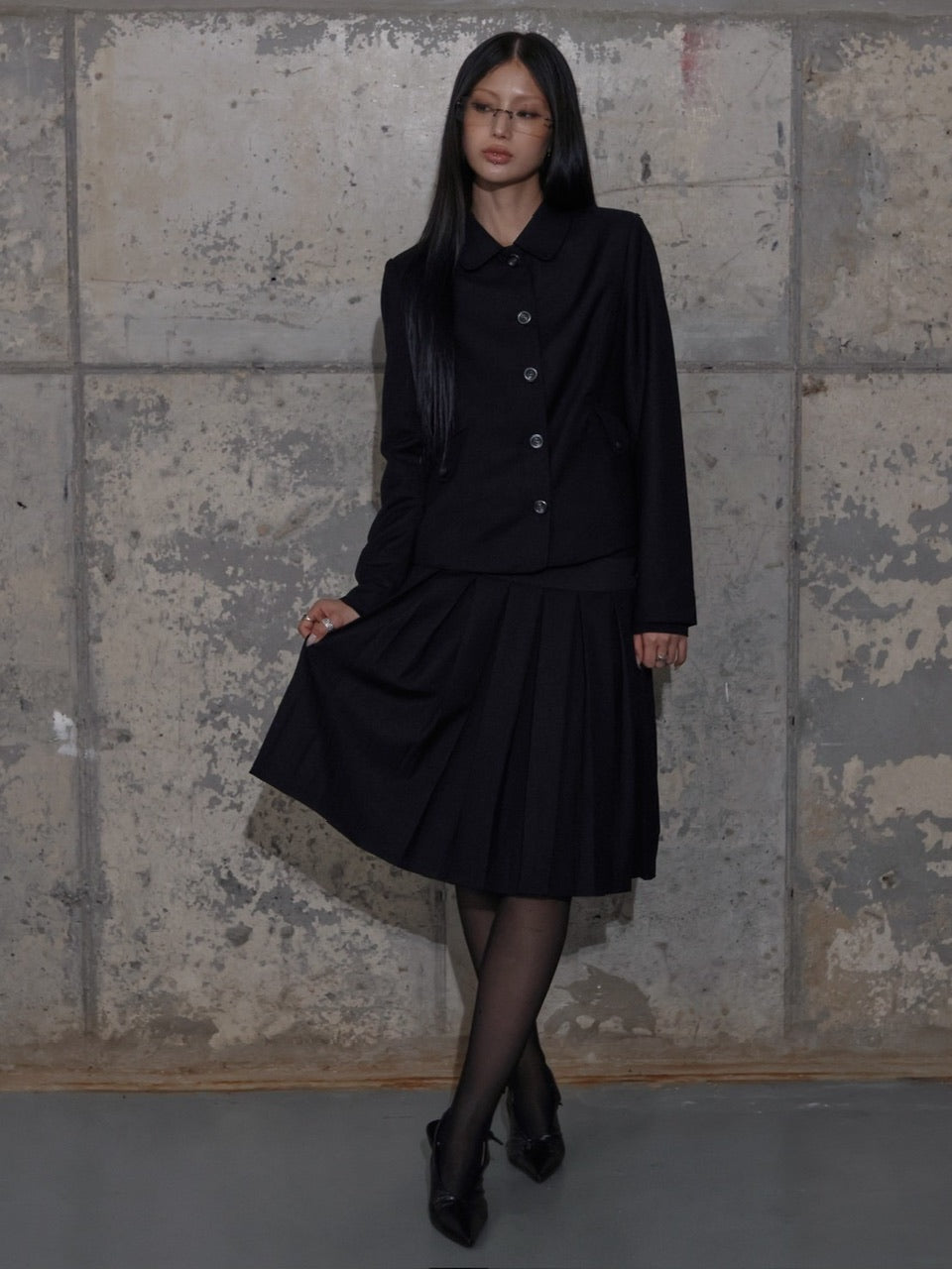 【FANCY CLUB】CLASSIC BUCKLE PLEATS MIDI SKIRT / 【ファンシークラブ】クラシックバックルプリーツミディスカート