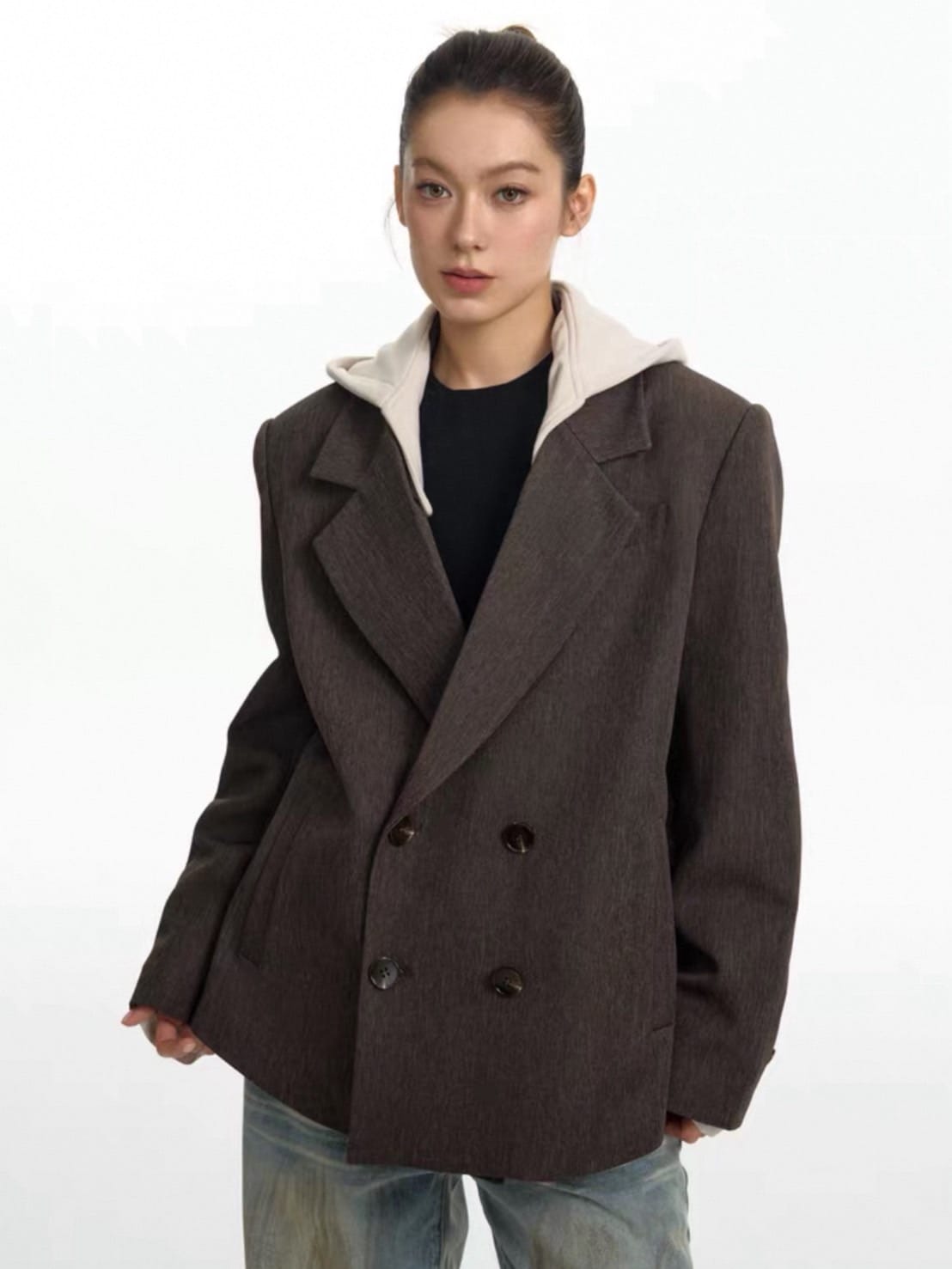 【TGNS】Detachable Hooded Suit / 【ツーガンズ】オーバーサイズフードセットテーラードジャケット