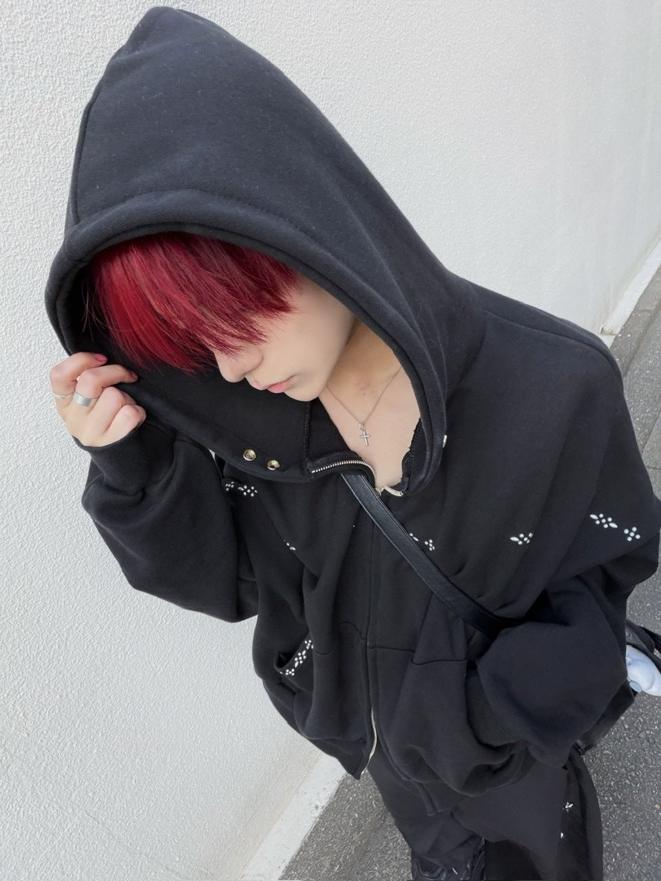 受注制【LUV CODE】studs zip up hoodie (2color)