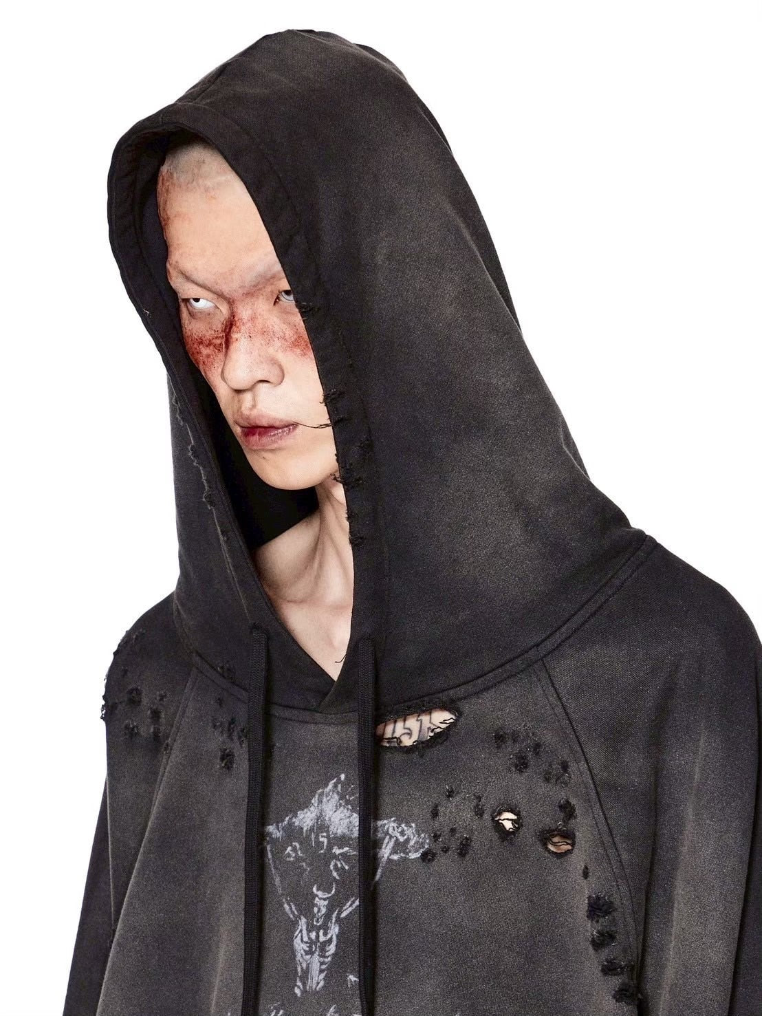 【d5ove】Washed graphic sweatshirt / 【ダヴ】グラフィックデザインダメージウォッシュプルオーバーパーカー