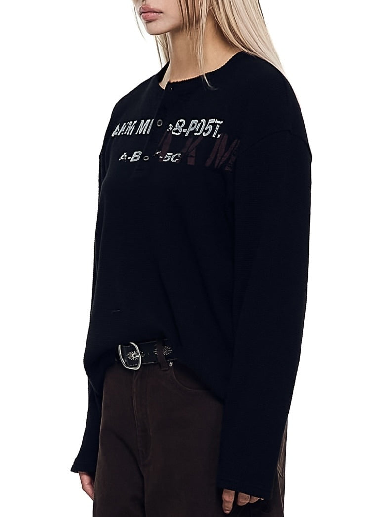 【AAKAM】Waffle Henry Neck Long Sleeve