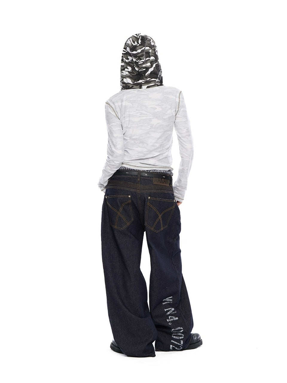 【AAKAM】Camo Contrast Hooded Long Sleeve