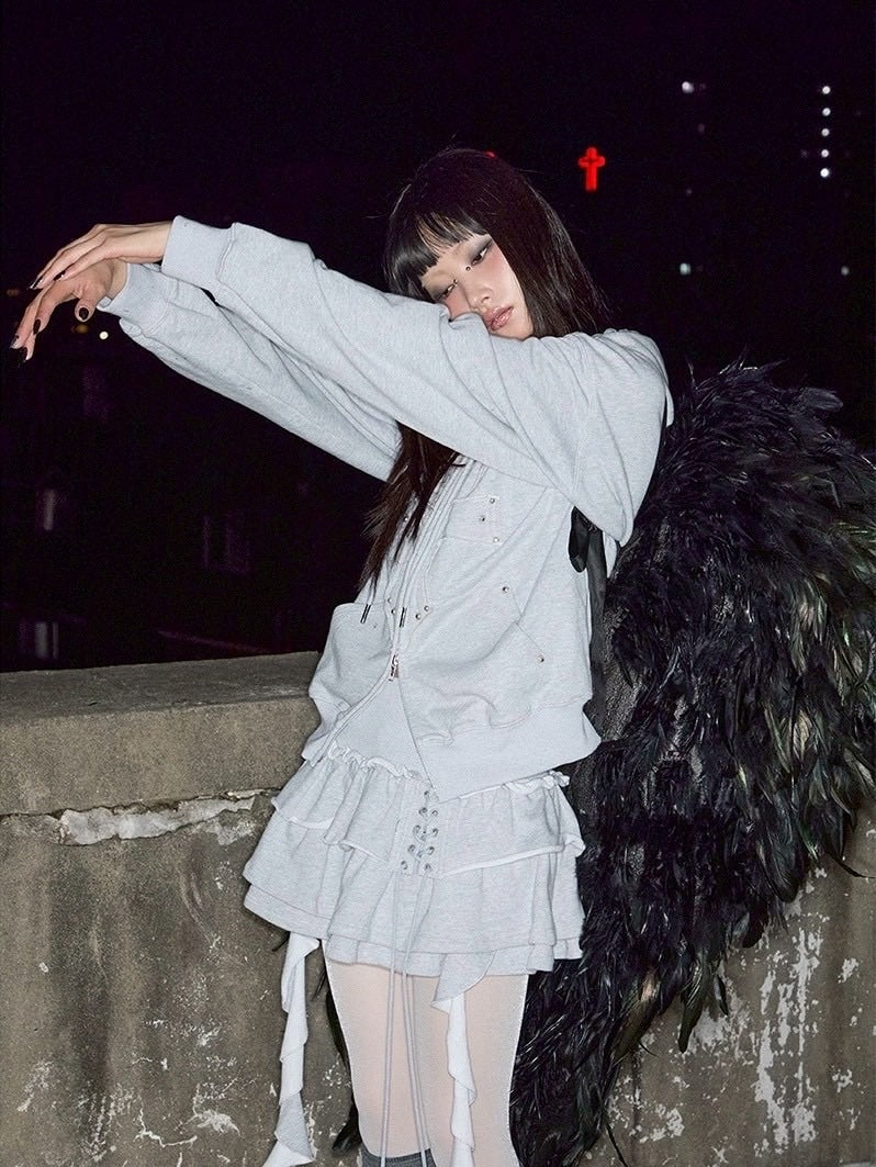 【NOT KNOWING】Gothic Cross Hood Zip Up / 【ノットノーイング】ゴシッククロスフードパーカー