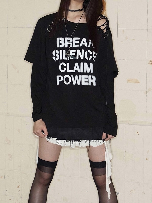 【NOT KNOWING】Lace-Up Layered Top / 【ノットノーイング】レースアップレイヤード長袖Ｔシャツ