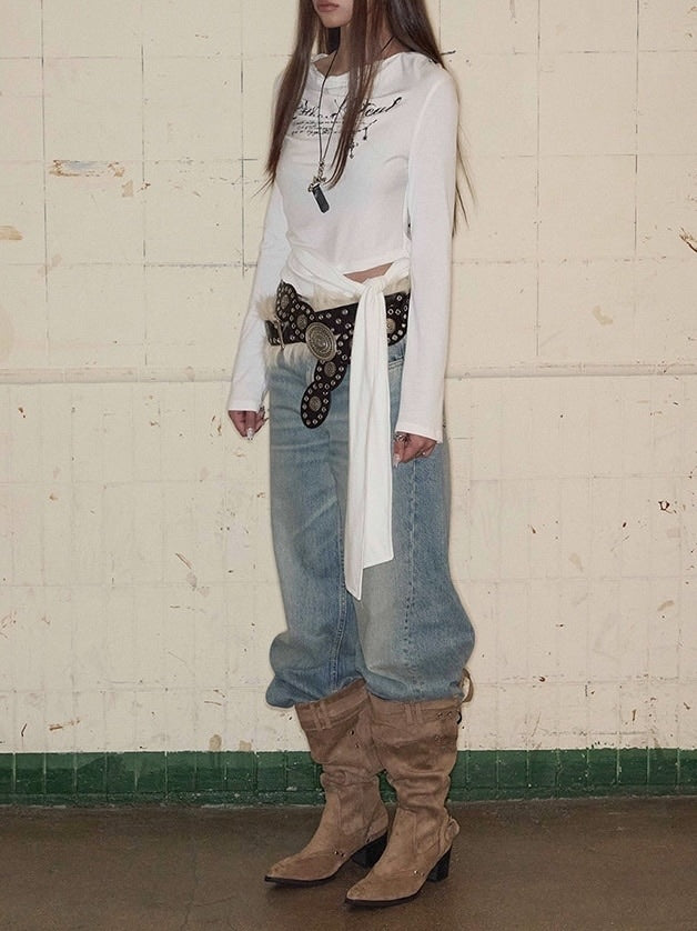 【NOT KNOWING】Cowl Tied Warm Hoodie / 【ノットノーイング】カウルタイワームフード長袖Tシャツ