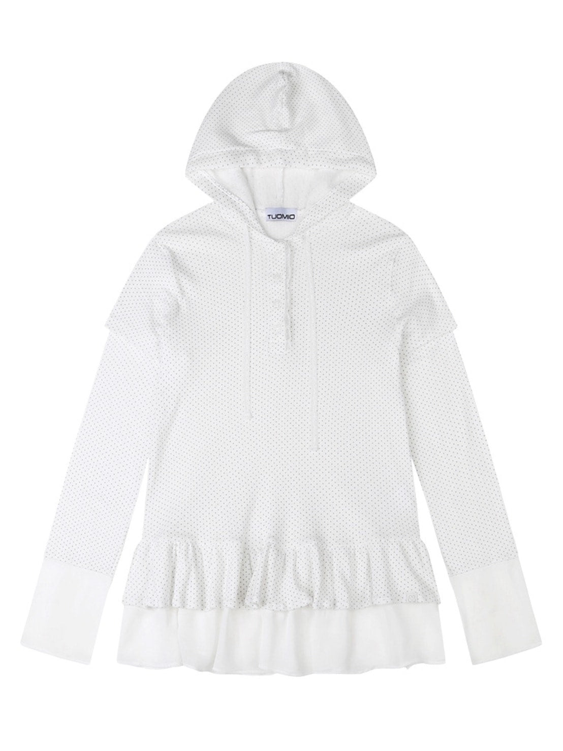 【TUOMIO】FRILL CHIFFON HOODIE / 【トゥオミオ】フリルシフォンフードパーカー