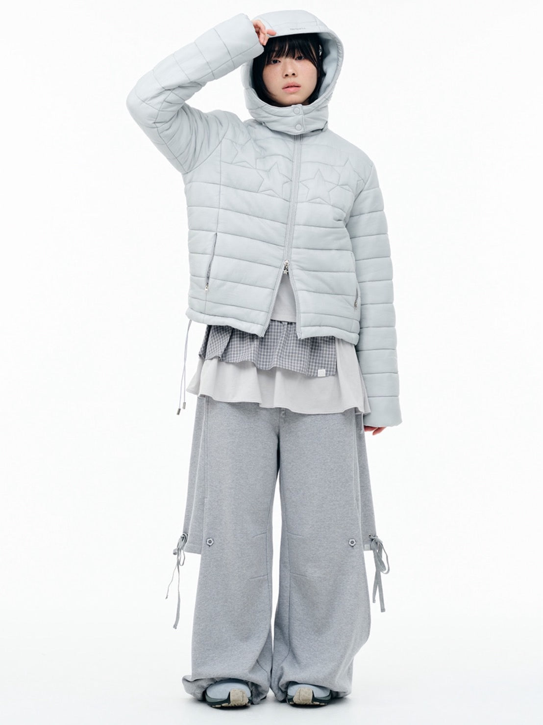 【TUOMIO】CHECK MIXED JERSEY DRESS / 【トゥオミオ】チェックミックスジャージワンピース