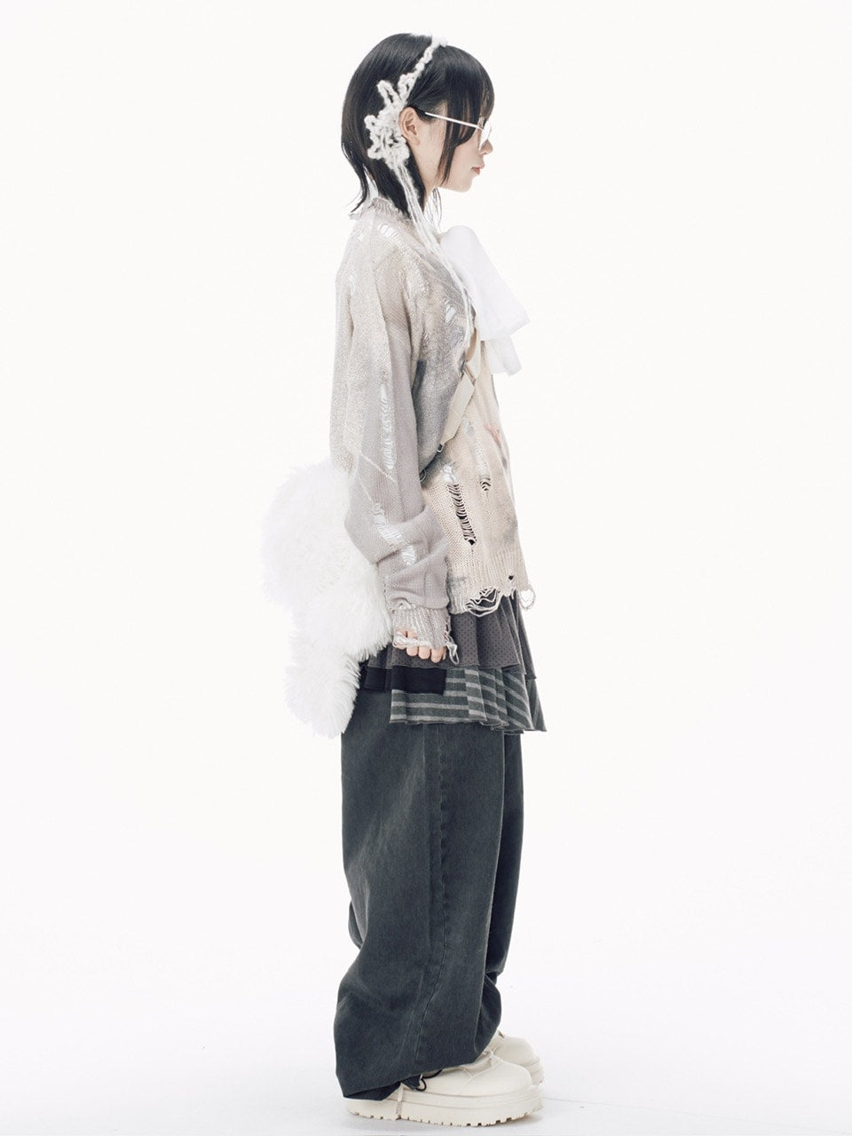 【Nerd out XU】layered denim pants / 【ナードアウトエックスユー】レイヤードデニムパンツ