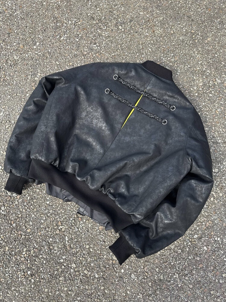 【BEBOF】Cracked fake leather jacket / 【ビーボフ】クラックフェイクレザージャケット