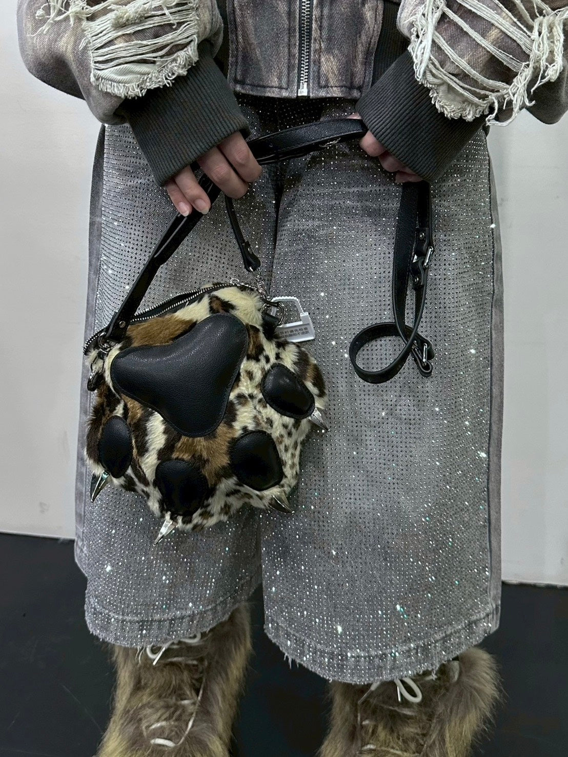 【Never mind the XU】rhinestone half pants/ 【ネバーマインドザエックスユー】ラインストーンハーフパンツ