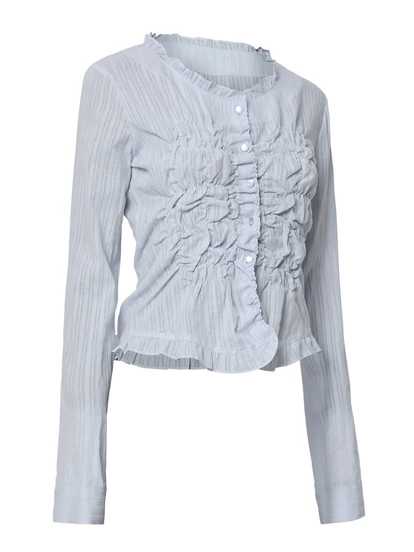 【FLAREUP】Saya Frill Puff Long Blouse / 【フレアアップ】サヤフリルパフロングシャツ