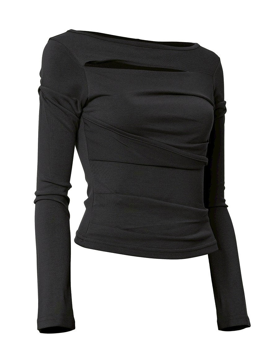 【FLAREUP】Asymmetrical Draped Long Sleeve / 【フレアアップ】アシンメトリードレープ長袖Ｔシャツ