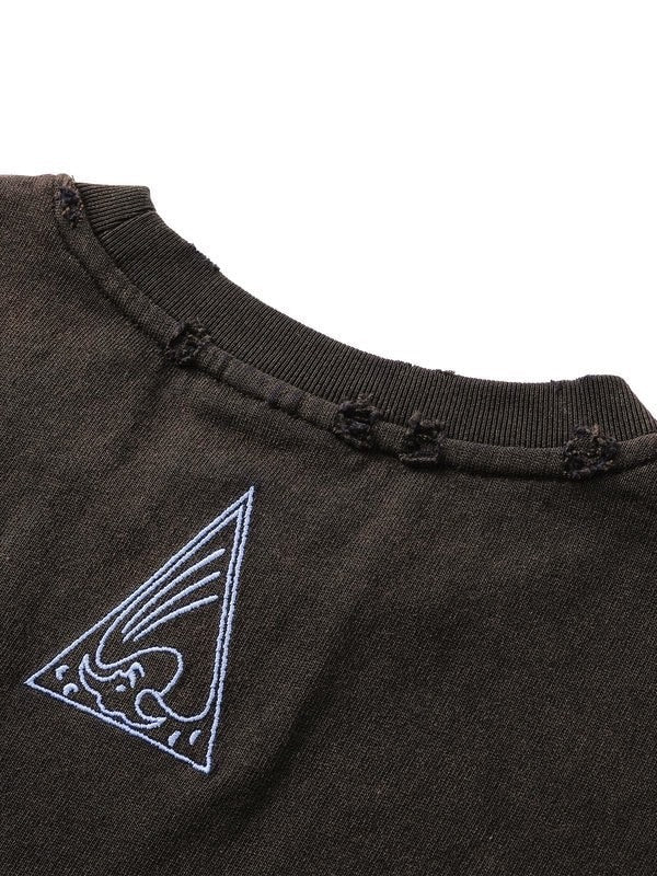 【The Boy Has No Patience】Two-Color Printed Long Sleeves (Washed + Damaged) / 【ザボーイハズノーペーシェンス】グラフィックプリント長袖Tシャツ