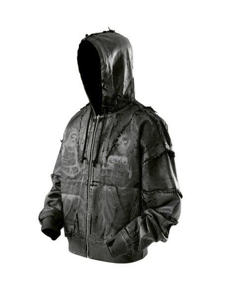 【The Boy Has No Patience】Double Saint Spray Hooded Jacket / 【ザボーイハズノーペーシェンス】スプレーグラフィックフードジップアップブルゾン