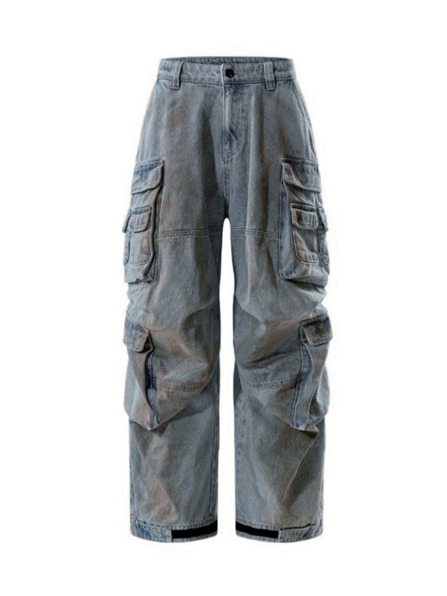 The Boy Has No Patience】Adjustable Multi-Pocket Wiping Overalls