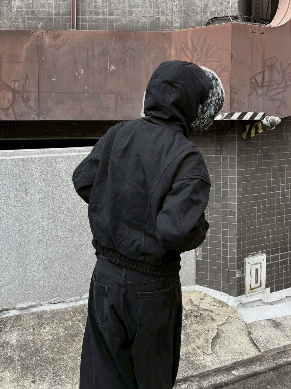 【youll】cropped fur hooded blouson