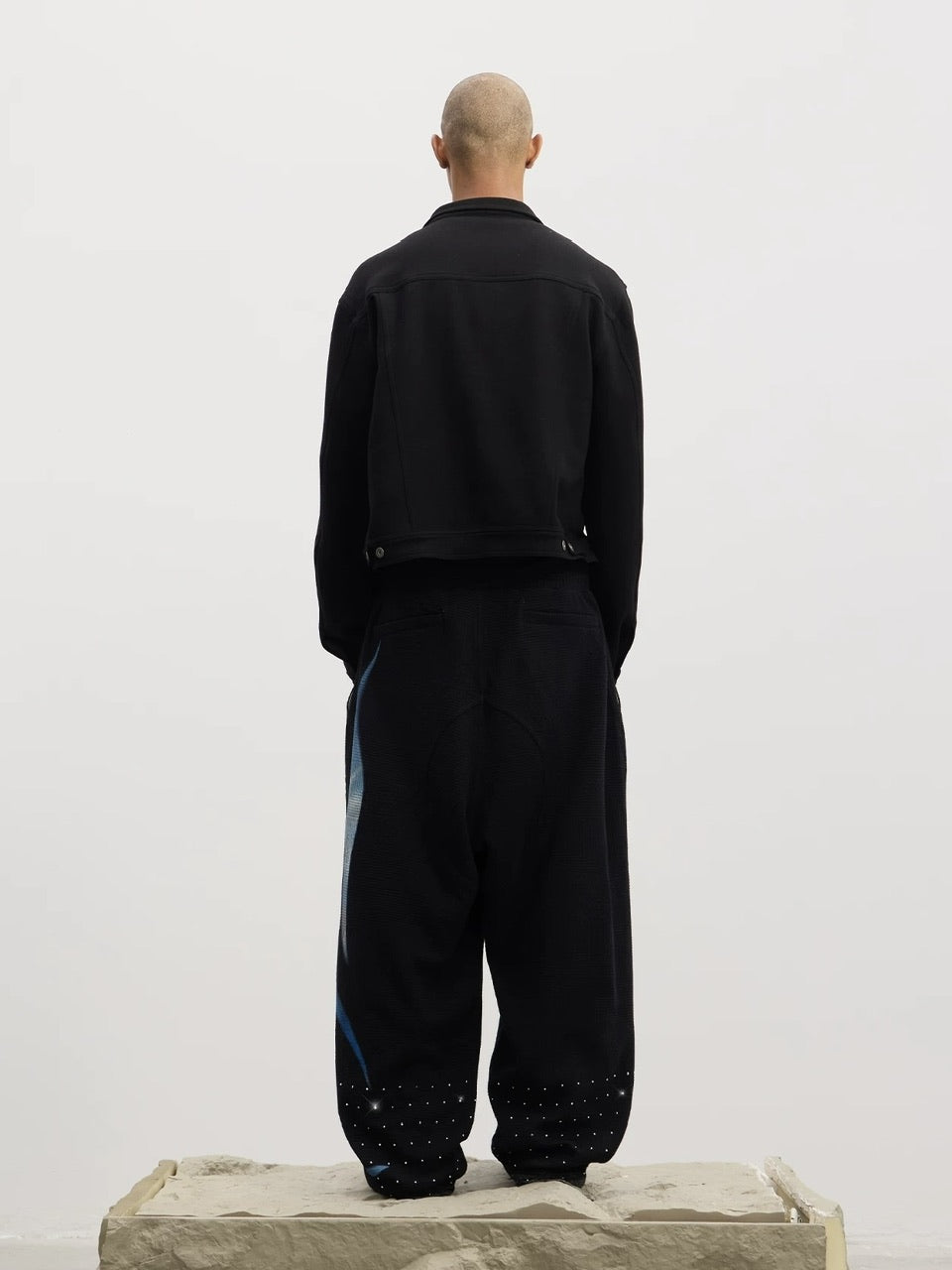 【DND4DES】Saint-M?・re De R?・ches Double-Waist Sweatpants /【ディーエヌディーフォーデス】ダブルウエストラインストーンスウェットパンツ