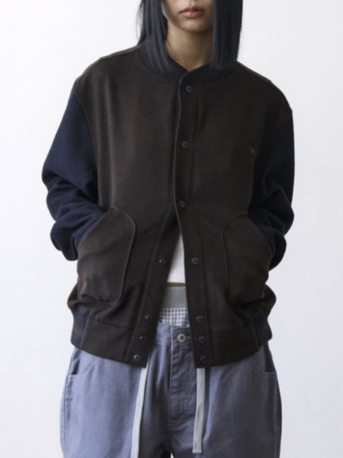 【THECOLDESTMOMENT】TCM mini logo varsity jacket