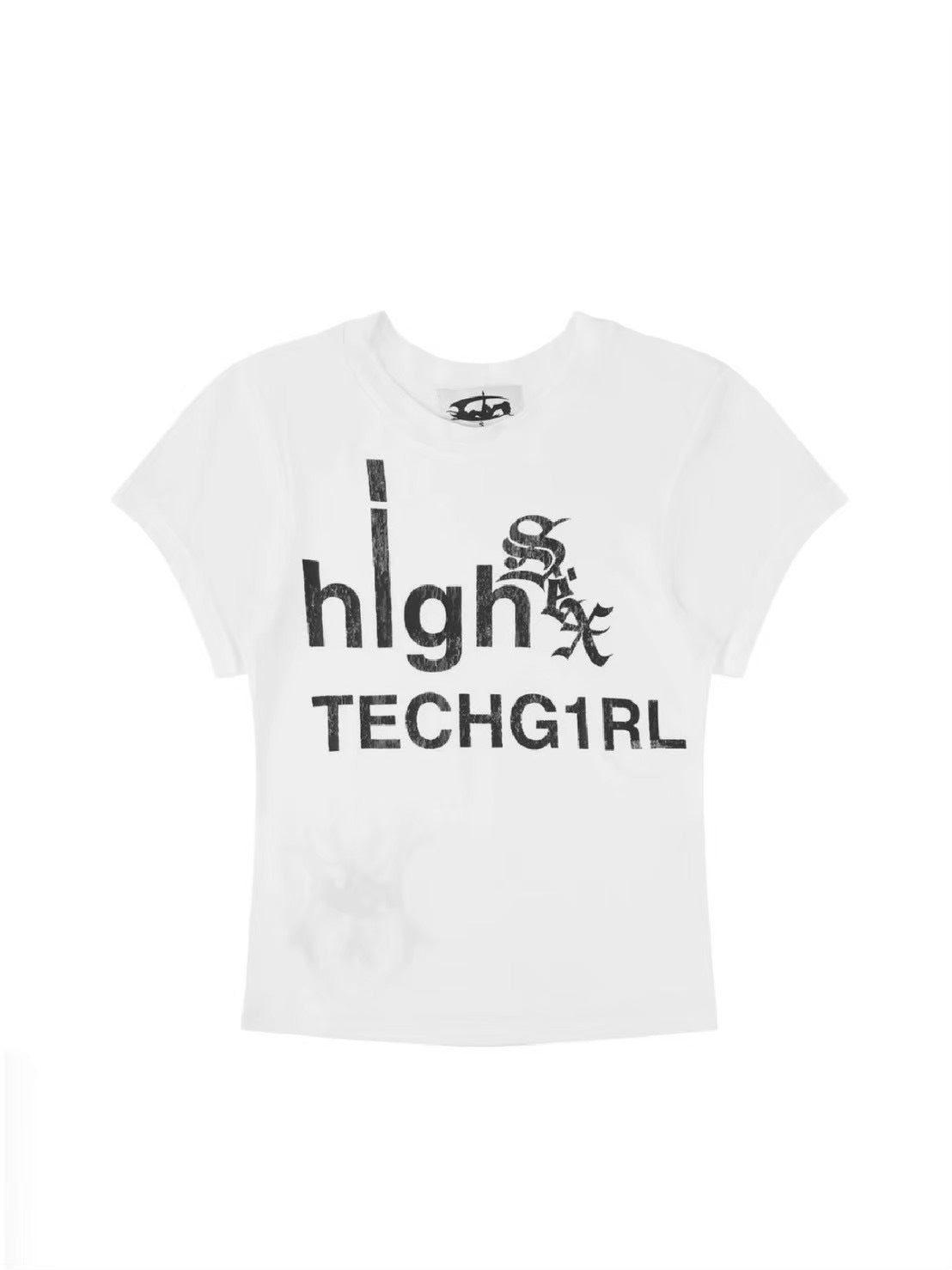 【Cozy world Wide】"BBY TECHG1RL" T SHIRT / 【コージーワールドワイド】ロゴグラフィックスリム半袖Tシャツ