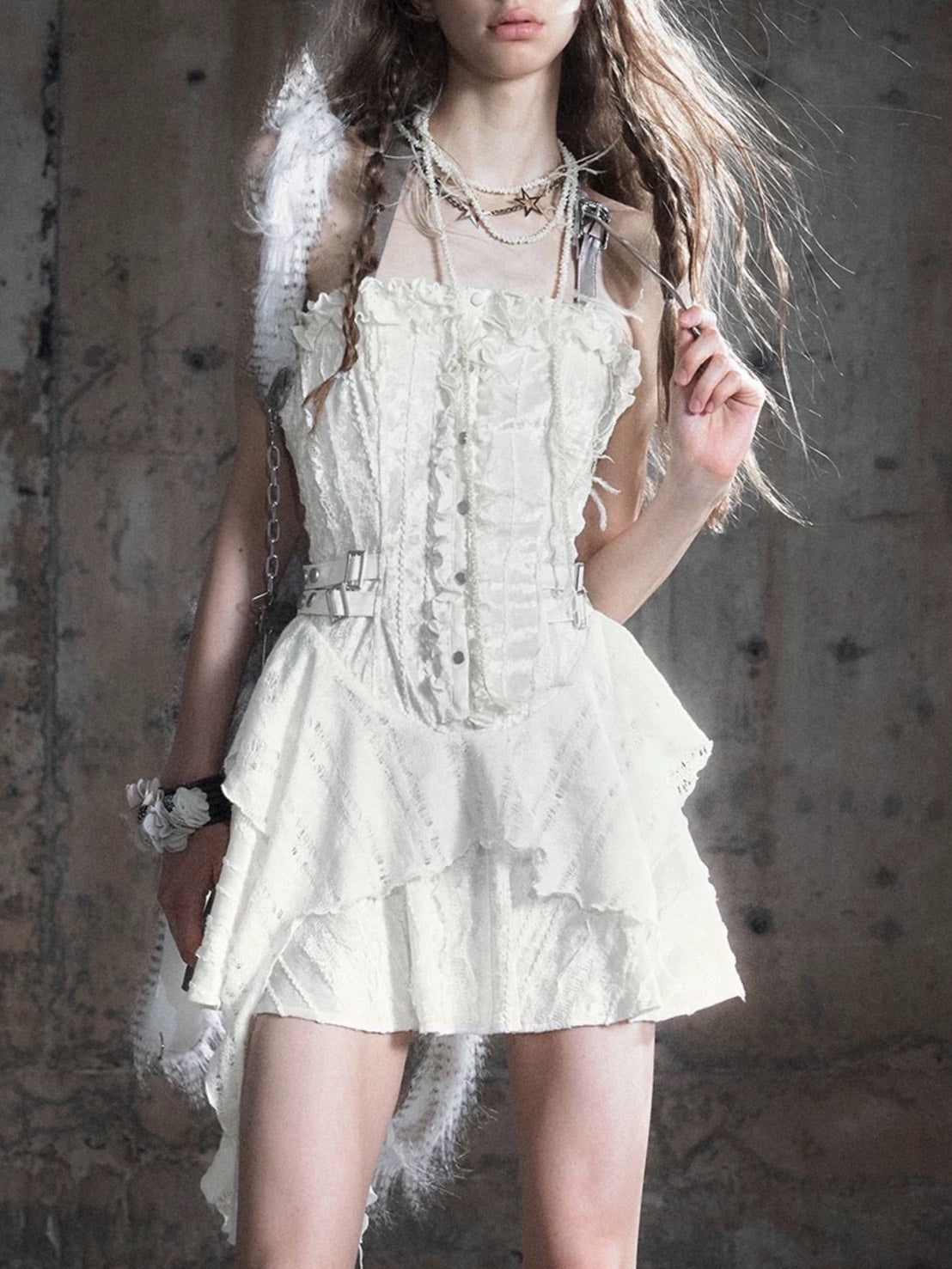 【Cest Nous】Belted Halter Dress / 【セヌー】ベルトホルターフリルワンピース