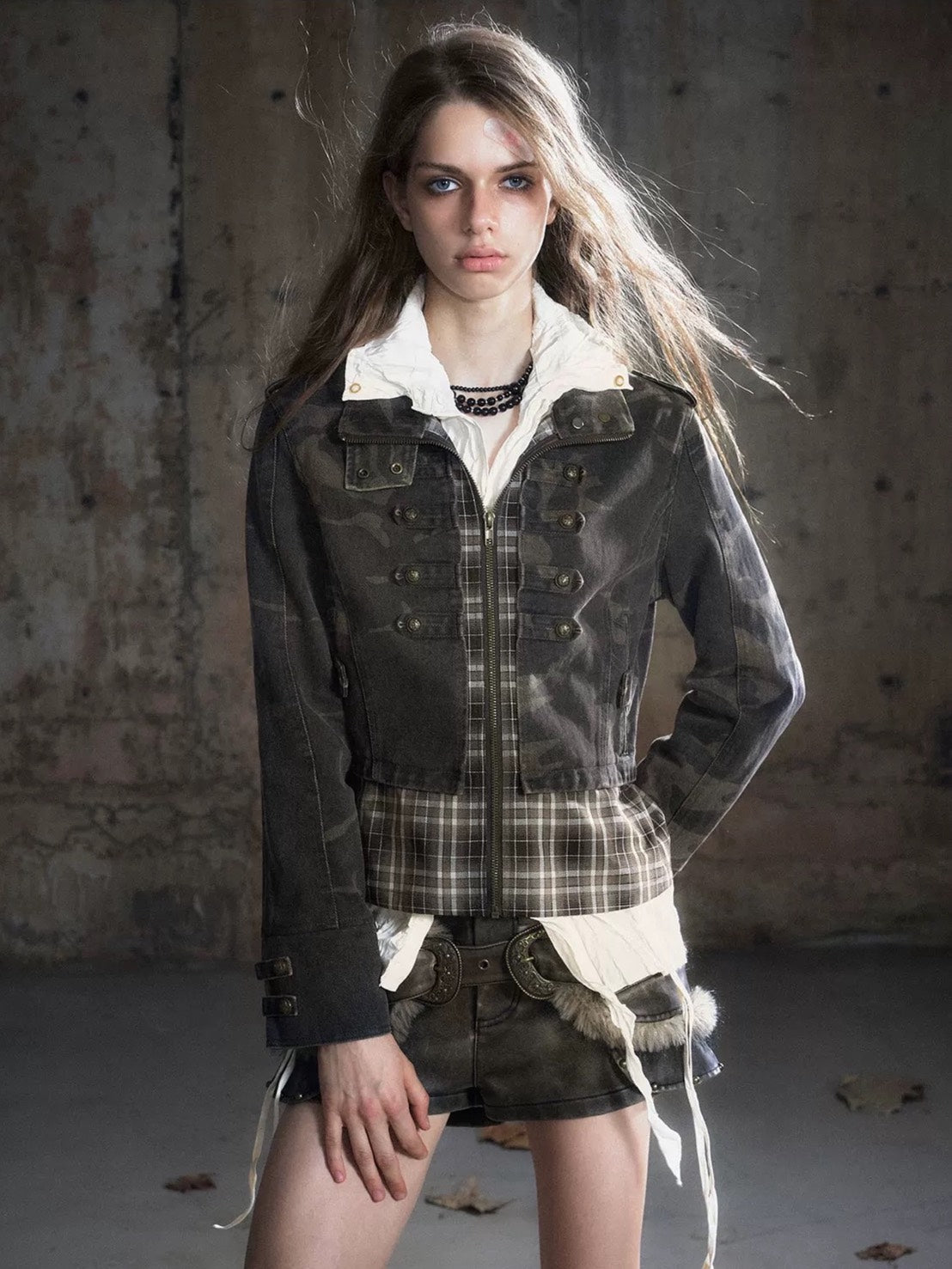 【Cest Nous】Baroque Jacket / 【セヌー】ハイネックバロックジップアップデニムジャケット