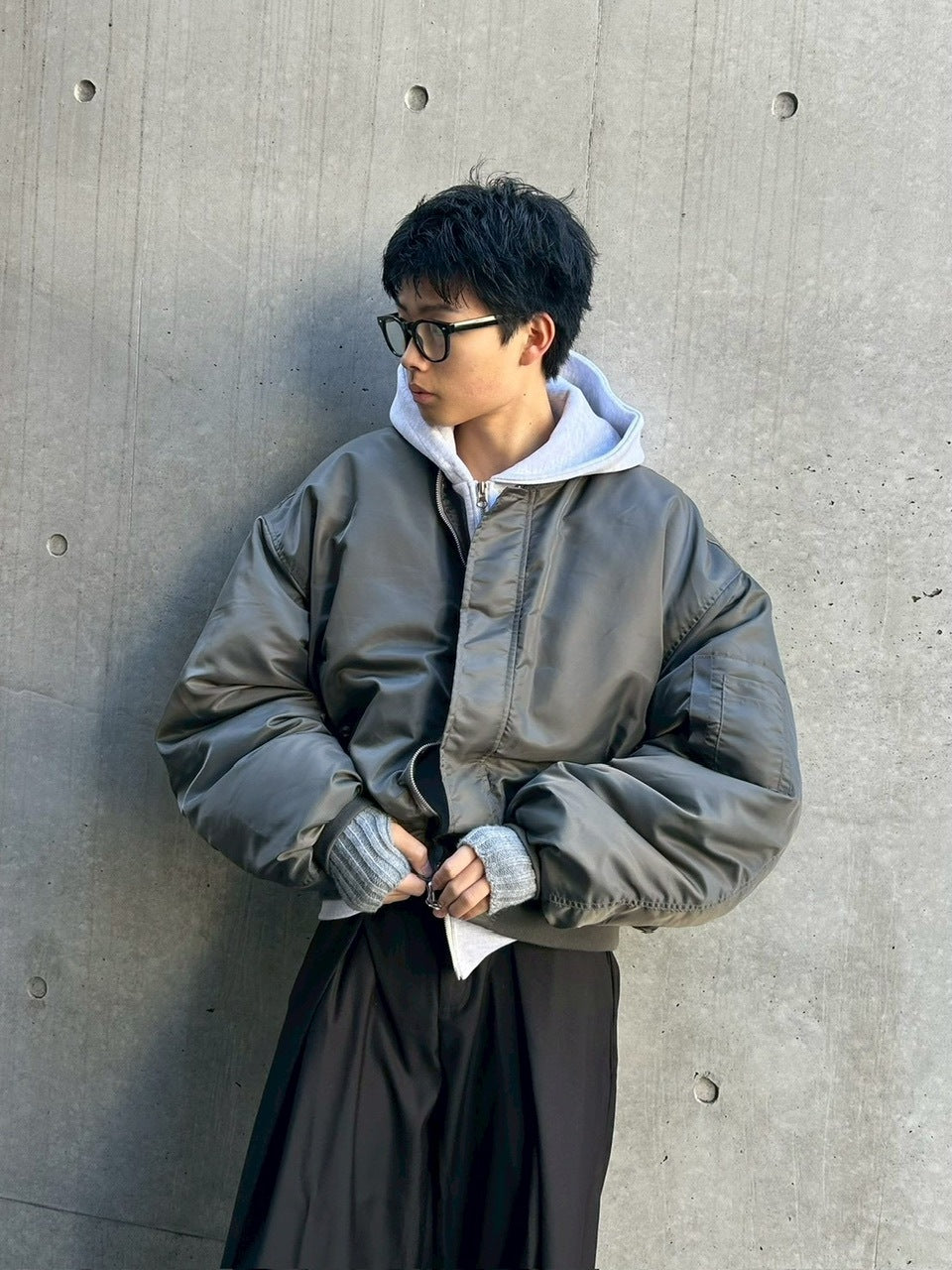 東京店WEB限定受注制【Chikashitsu +】cropped ma-1 jacket (2color