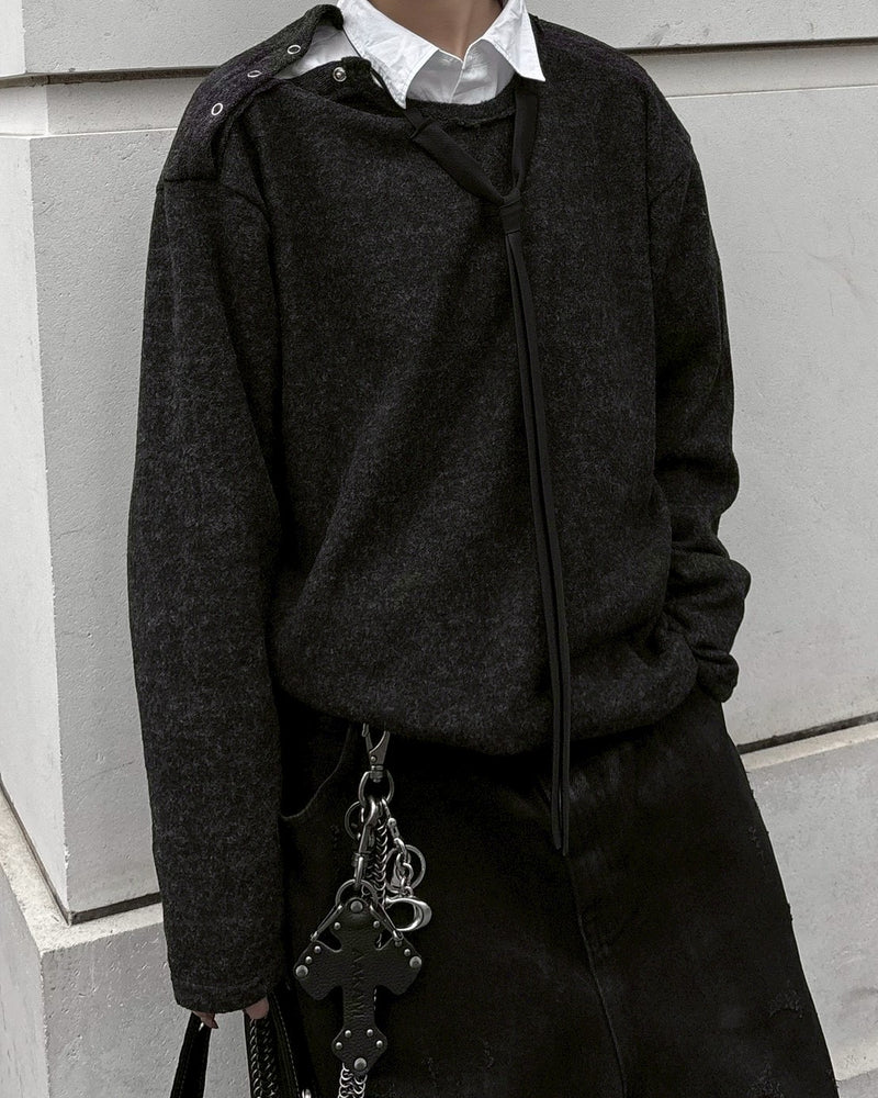 受注制【nmtc +】shoulder button knit / 【エヌエムティーシープラス】肩ボタンニット (3color)