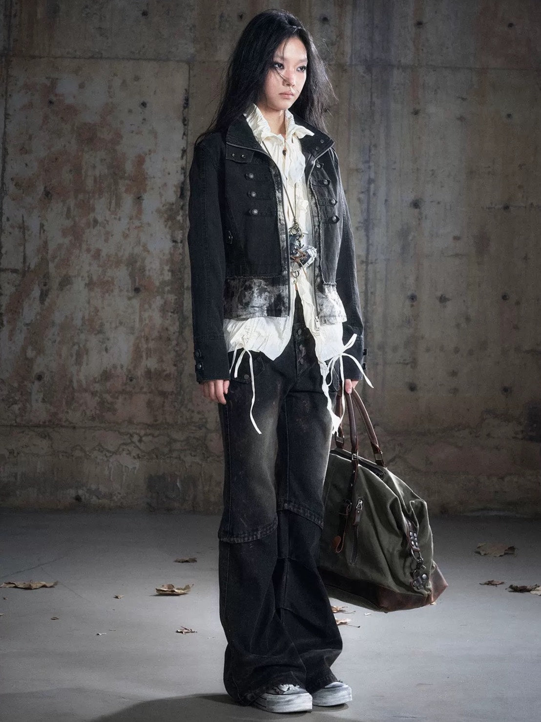 【Cest Nous】Dirty Wash Double Waist Jeans / 【セヌー】ダーティーウォッシュダブルウエストデニムパンツ"