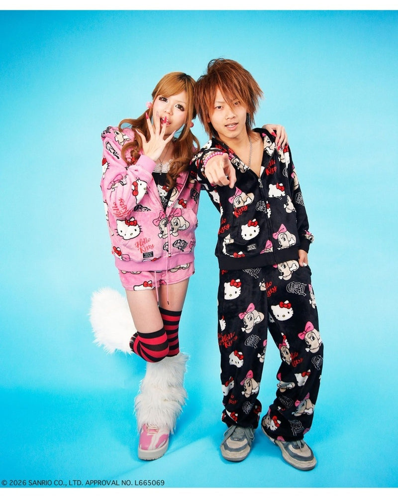 【GALFY×KITTY】ラブリーふわもこ3ピースSET UP / 【ガルフィー×キティー】総柄猫耳３ピースセットアップ