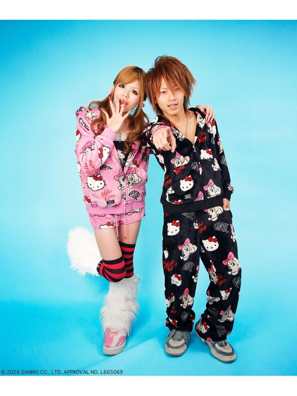 【GALFY×KITTY】ラブリーふわもこ3ピースSET UP / 【ガルフィー×キティー】総柄猫耳３ピースセットアップ