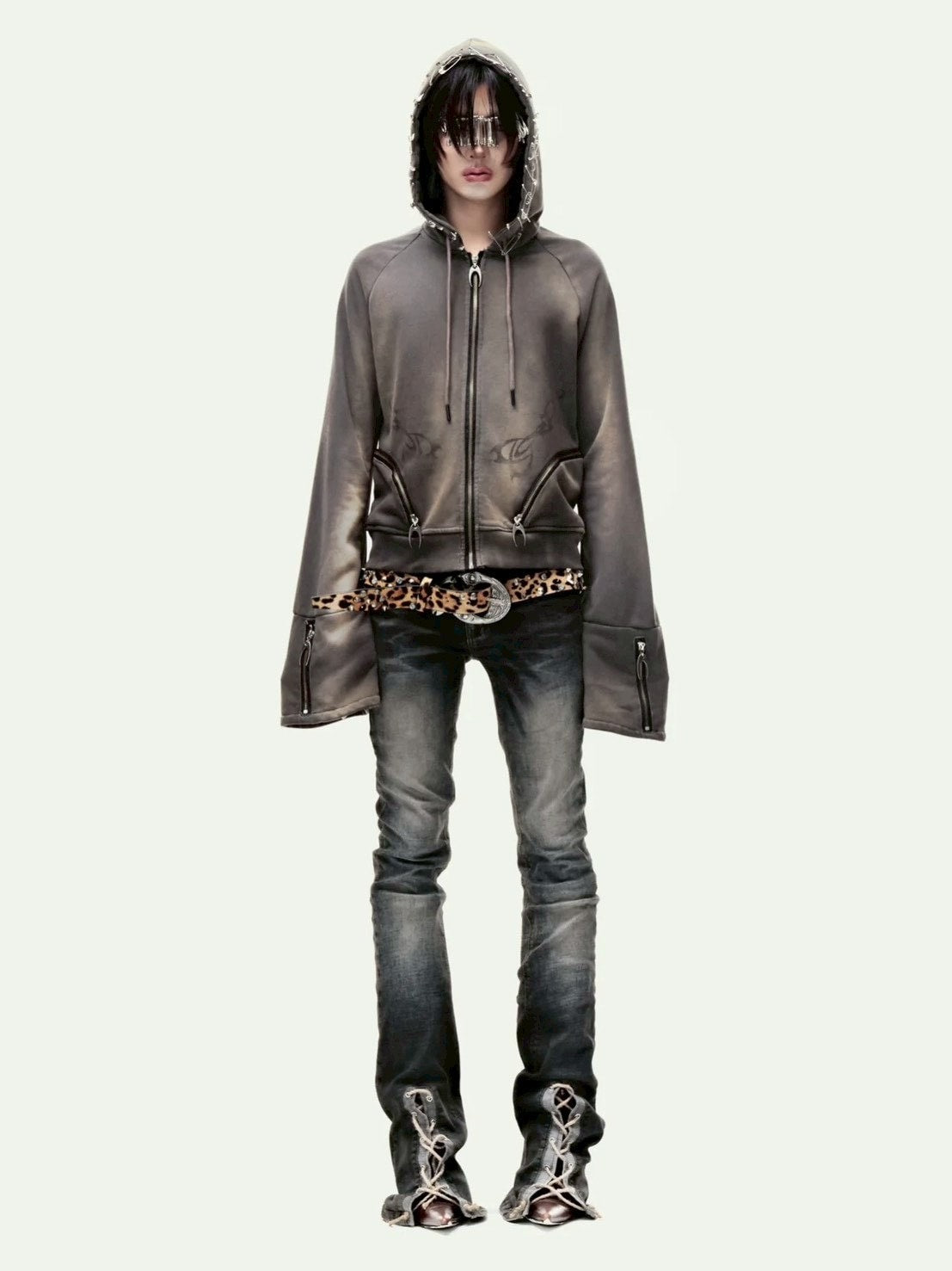 【Cozy world Wide】Cozy waxed brown zip up hoodie