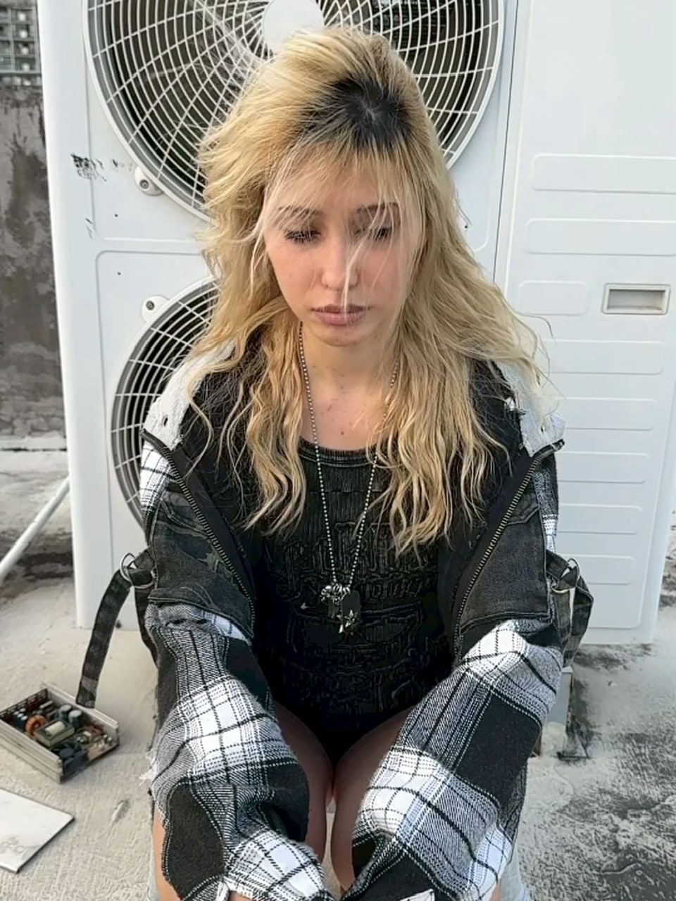 【Reckless Scholars】RE:WORK DENIM FLANNEL TRYCKER / 【レックレス スカラーズ】チェックスリーブレイヤードデニムジップパーカー