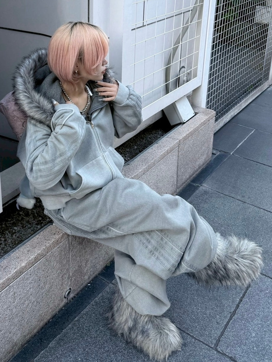 【nmtc +】side line pigment zip up hoodie (2color)