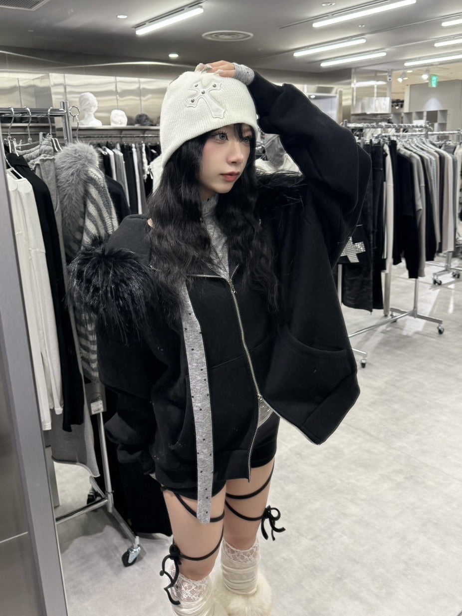 受注制【nmtc +】simple fur zip up hoodie 【エヌエムティーシープラス】シンプルファージップアップフーディ (2color)